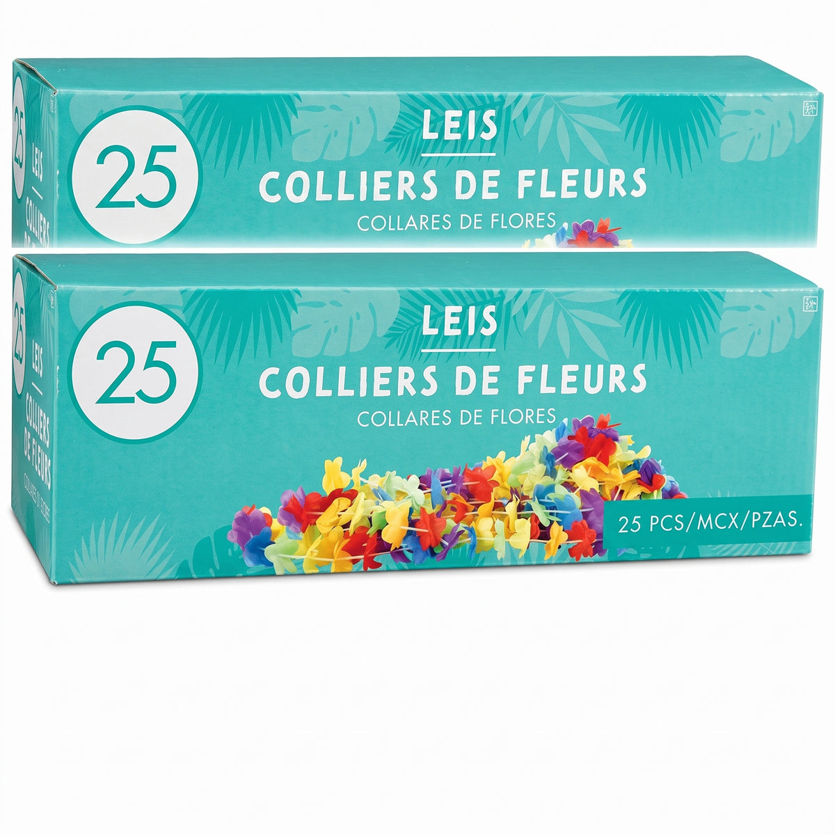 Rainbow Flower Leis Box Set - 25 Pack