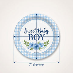 Sweet Baby Boy 7" Round Paper Plates