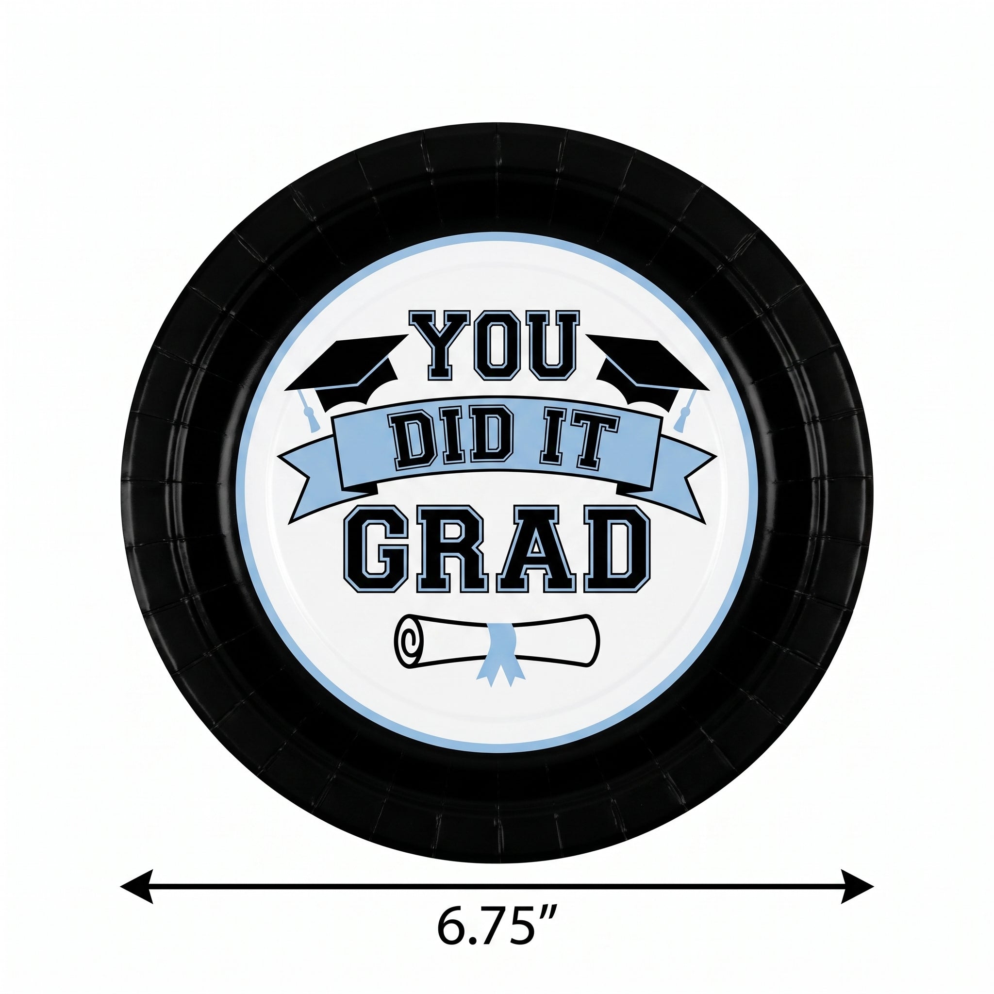 True to Your School Graduation Paper Plates, 6.75-Inch, Powder Blue, 20-Pack