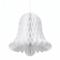 White Honeycomb Wedding Bell Hanging Decorations, 5-Inch, 4-Pack