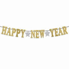 Glitter Gold Happy New Year Banner Decoration