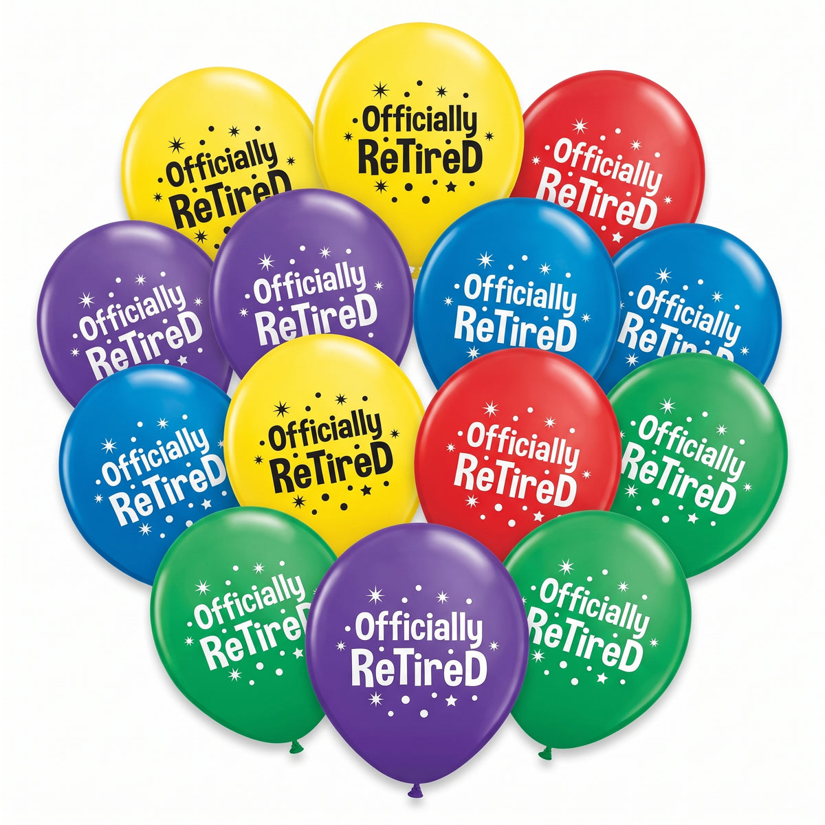 "Officially Retired" Latex Balloons - Multicolor, 12" - 15 Pack