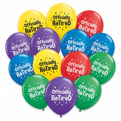 "Officially Retired" Latex Balloons - Multicolor, 12" - 15 Pack