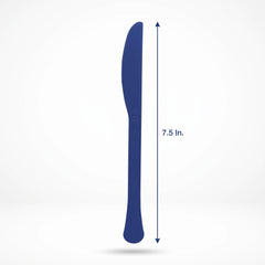 True Navy Heavy Duty Plastic Knives - Solid Color Collection - 7.5 in.