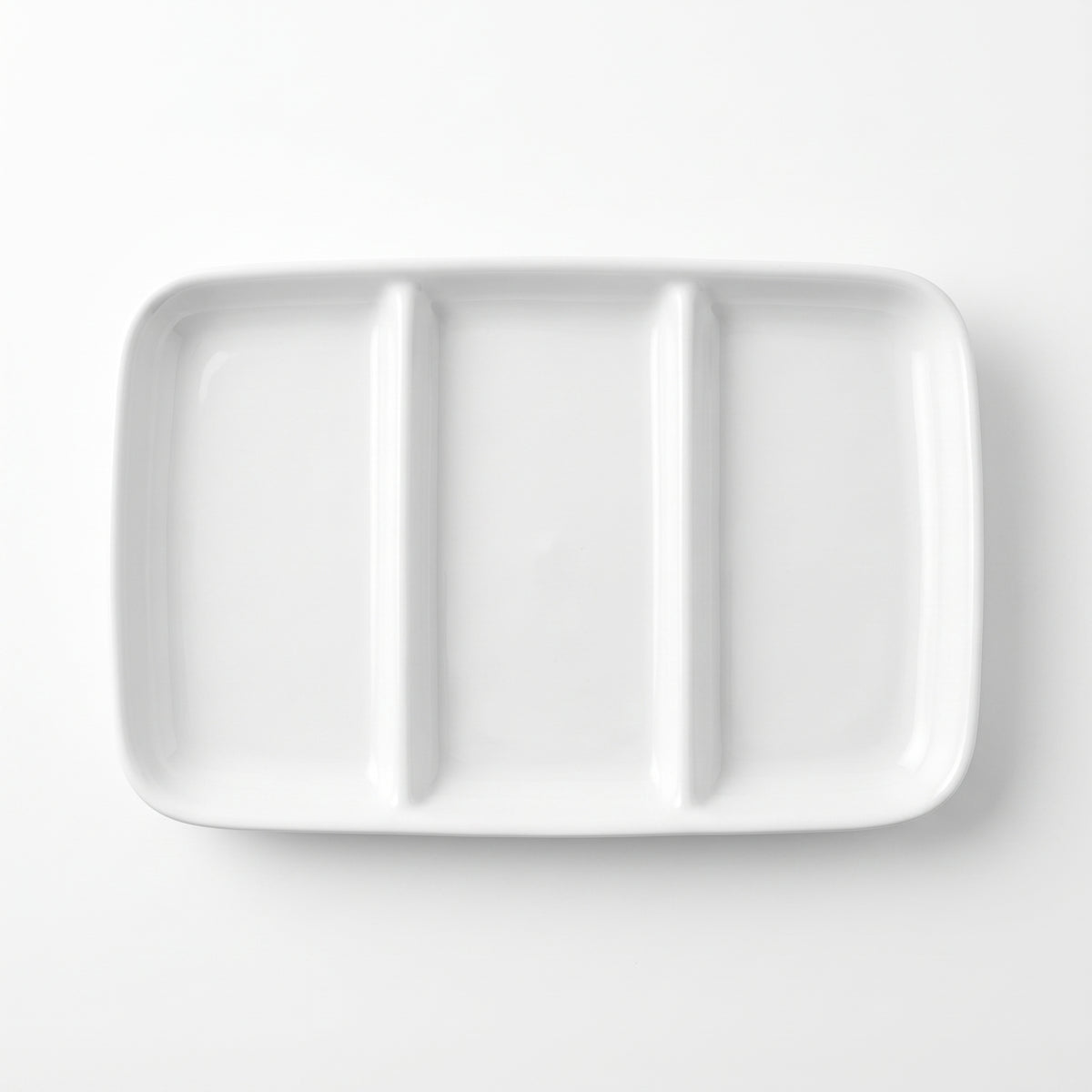 White Plastic Compartment Serving Tray - 14.25" x 9.5"