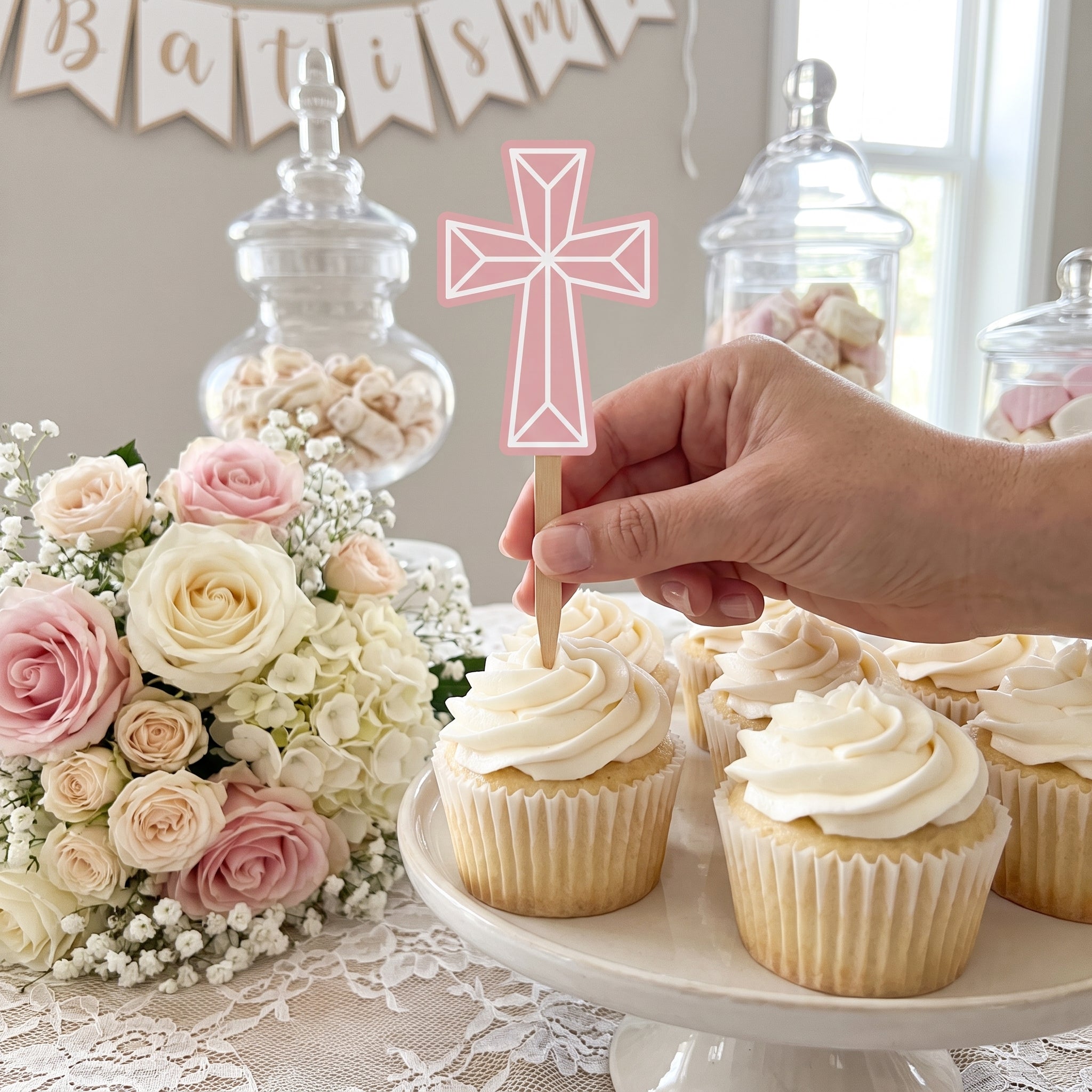 Pink First Communion Party Picks - 36 Pack