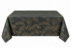 Christmas Traditional Gold Pine Metallic Fabric Table Cover