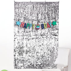 Sparkling Silver Birthday Backdrop & Banner Set