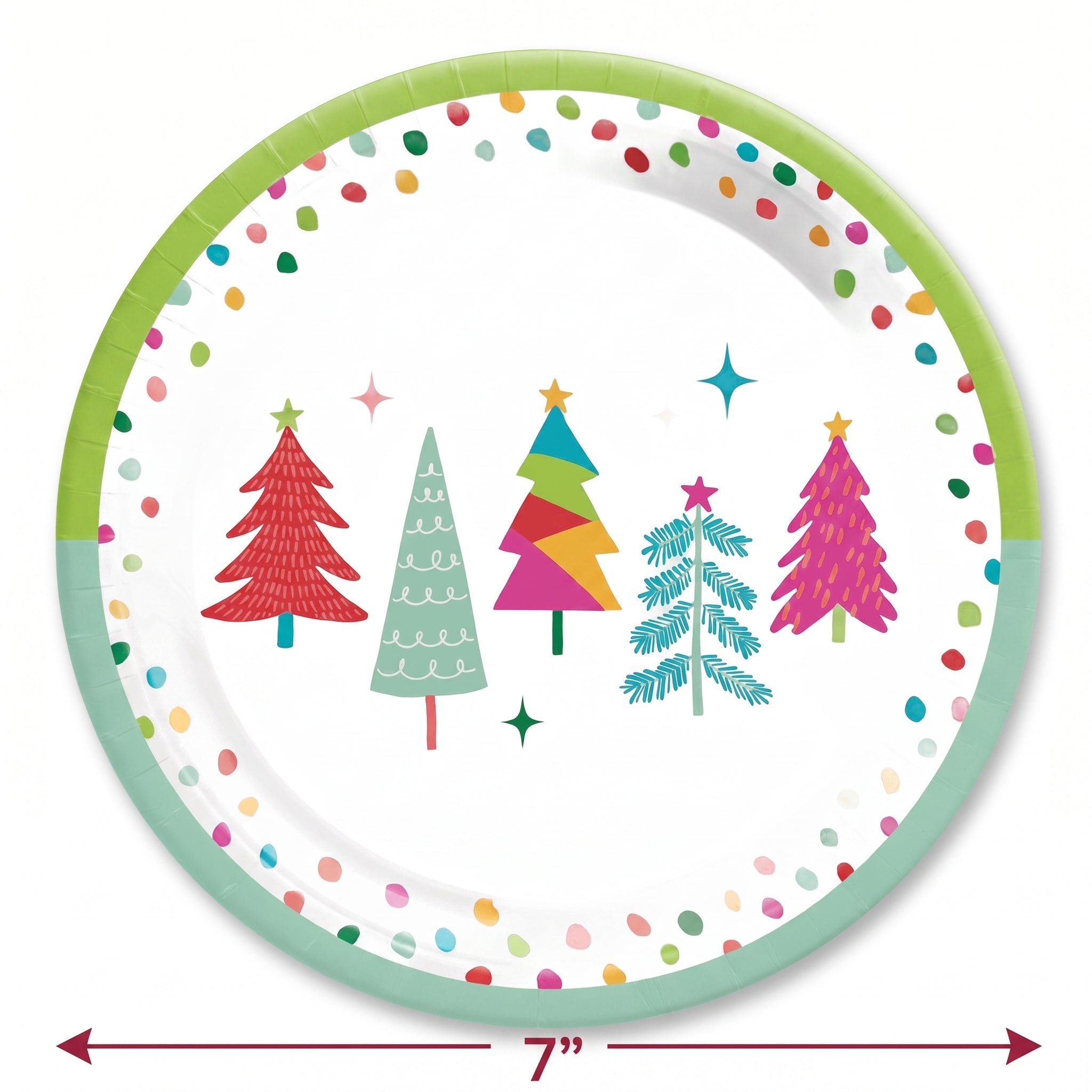 Merry Everything Christmas Paper Plates, 7-Inch, 18 Count