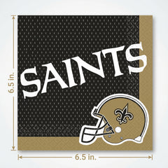 New Orleans Saints Lunch Napkins - NFL Party Supplies with Team Helmet Design, 6.5 In. X 6.5 In. Paper Napkins for Tailgates, Game Day, Birthdays