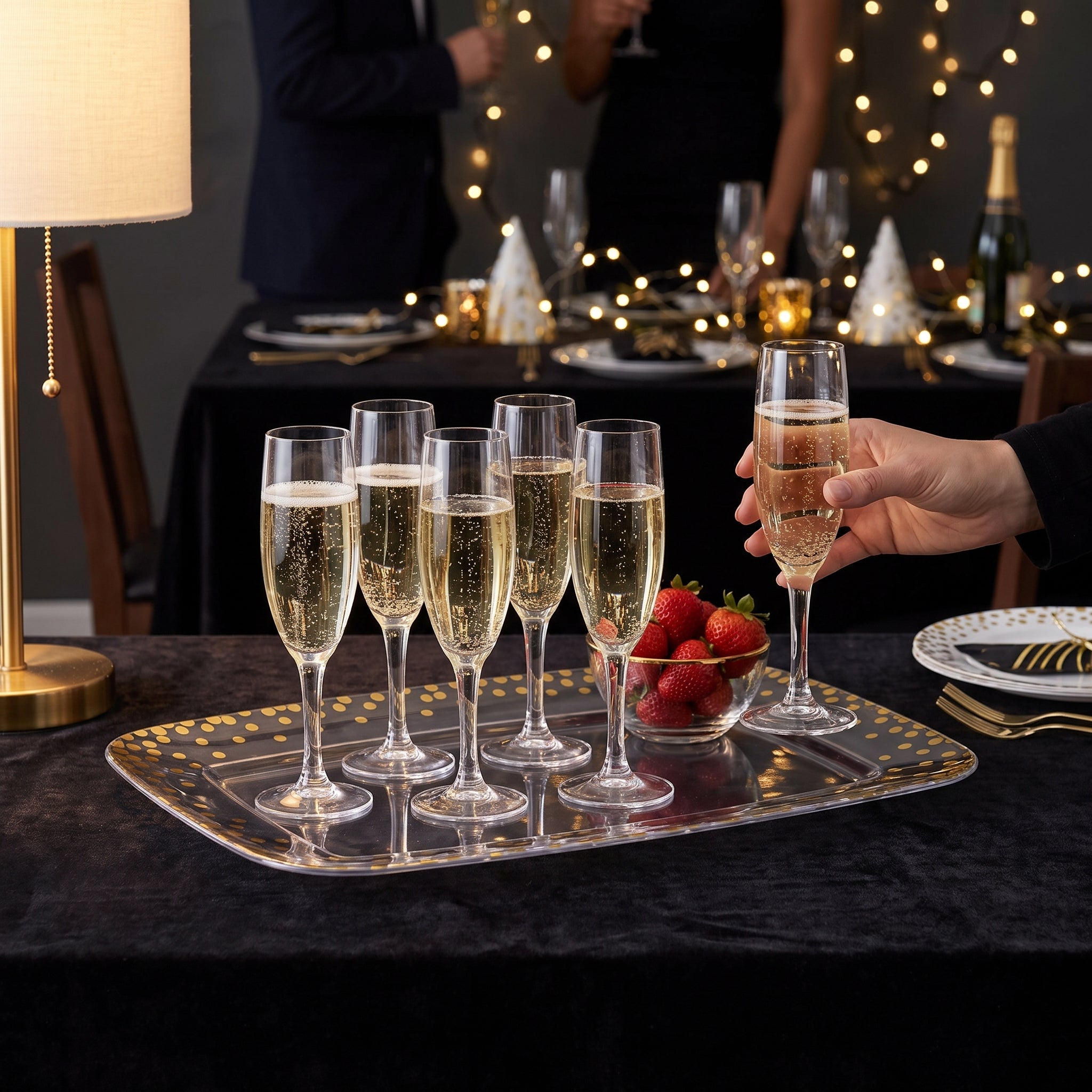 Elegant Gold Polka Dot Serving Tray - 11" x 18"