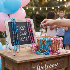 Gender Reveal "Team Boy" & "Team Girl" Bead Necklaces - 10 Pack