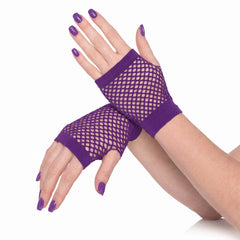 Purple Fishnet Short Gloves