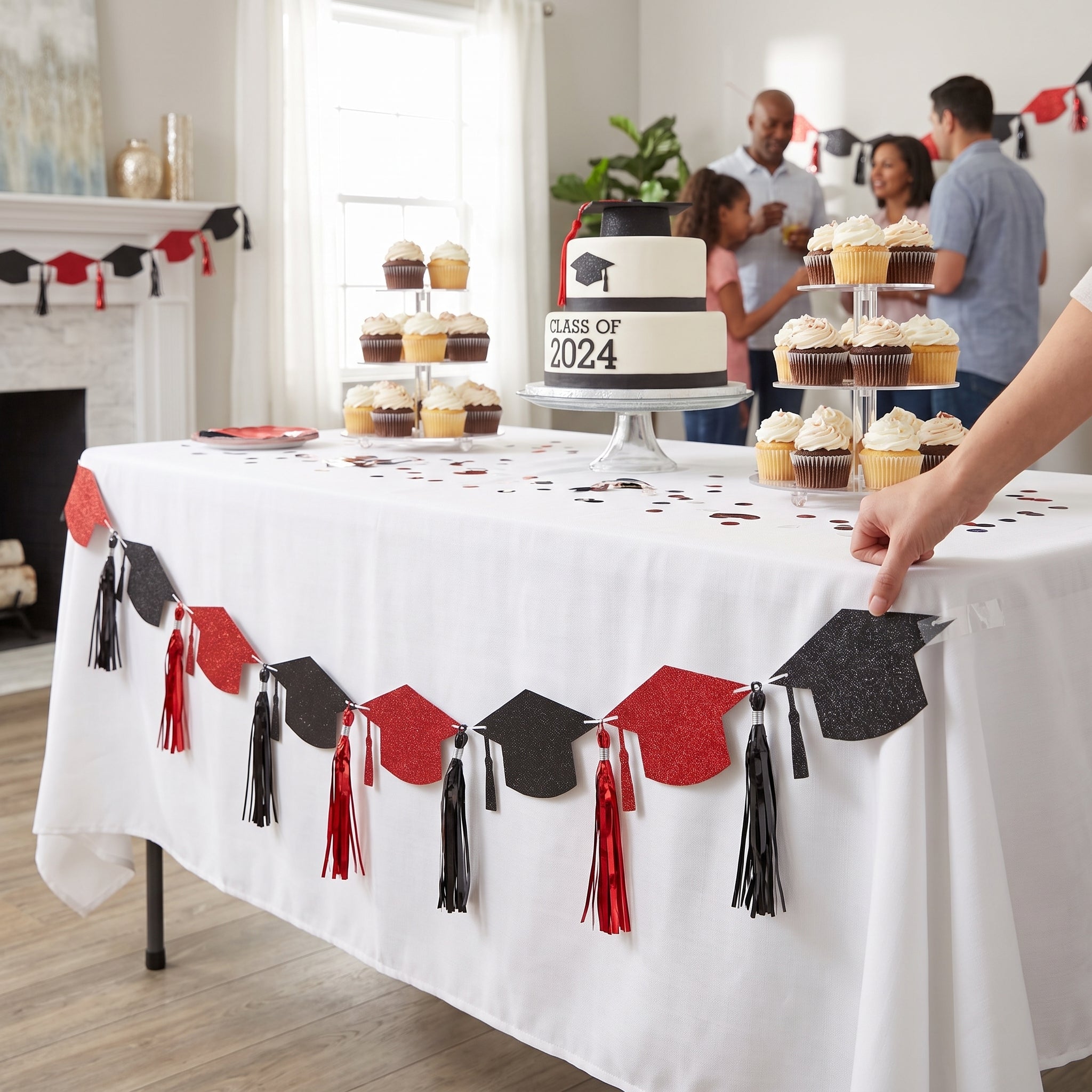 Red Grad Cap Tassel Banner - 12 In.