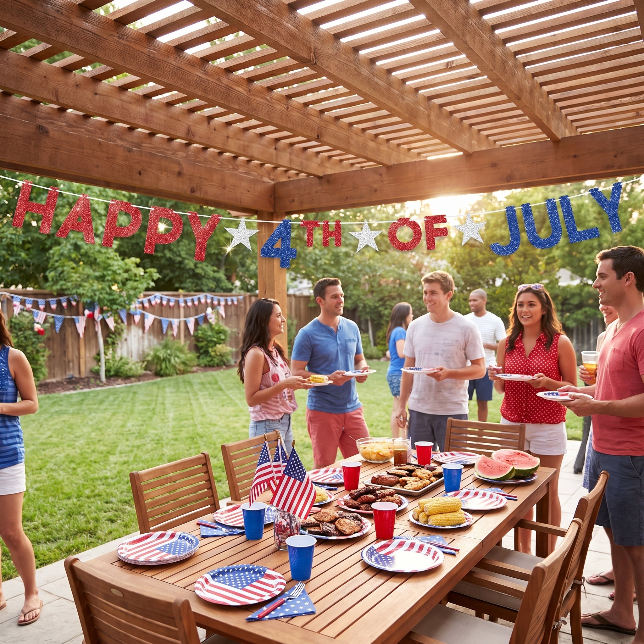 Glitter Happy 4th of July Banner