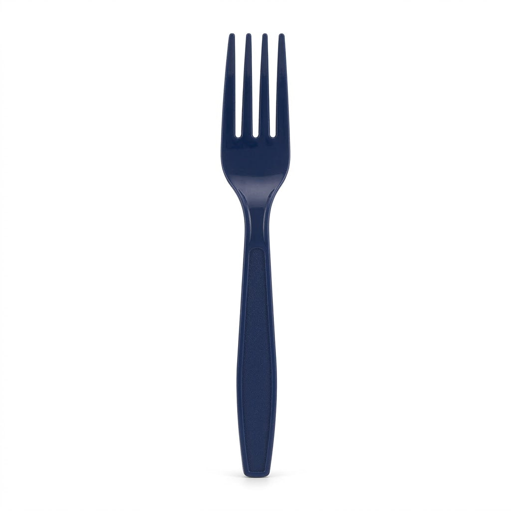 True Navy Economy Plastic Forks - 7.5 in. - 20 Pack
