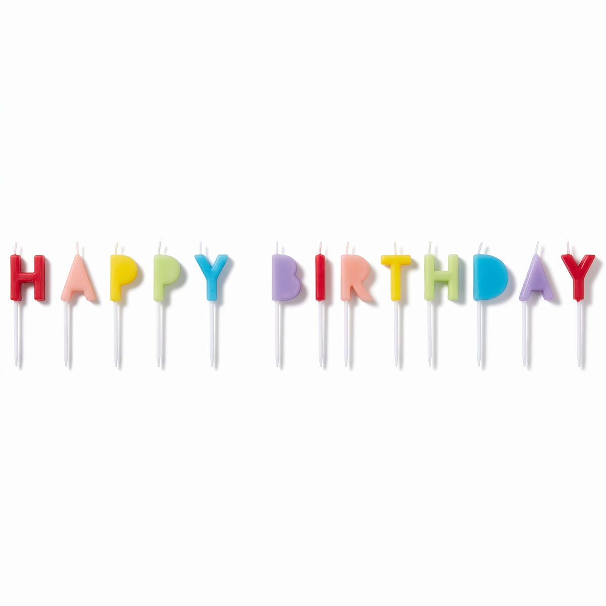 Rainbow "Happy Birthday" Pick Candles