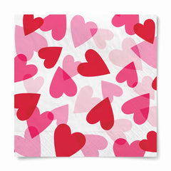 Valentine's Day Heart Party Paper Lunch Napkins - 6.5 In. x 6.5 In. - 40 Pack
