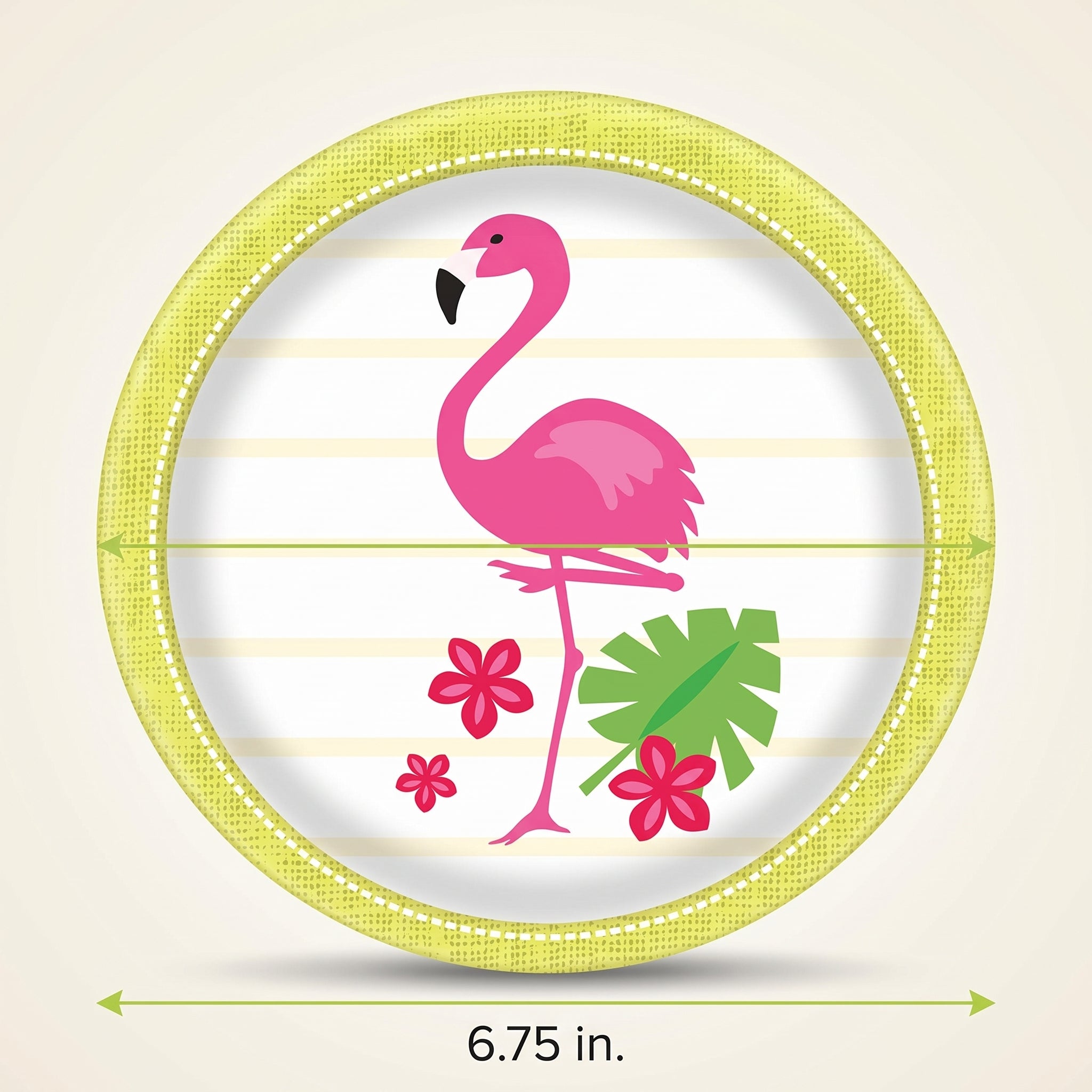 Tropical Flamingo Paper Plates 6.75 Inch Round - Disposable Luau Party Supplies for Summer Birthday, Pool Party, BBQ and Bridal Shower