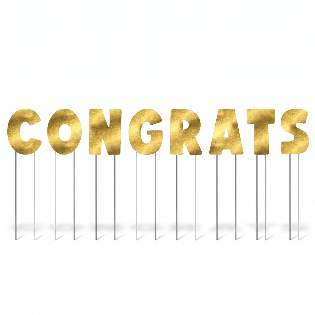 Metallic Gold "Congrats" Outdoor Yard Sign Set