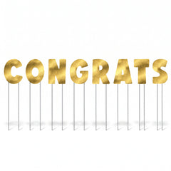 Metallic Gold "Congrats" Outdoor Yard Sign Set