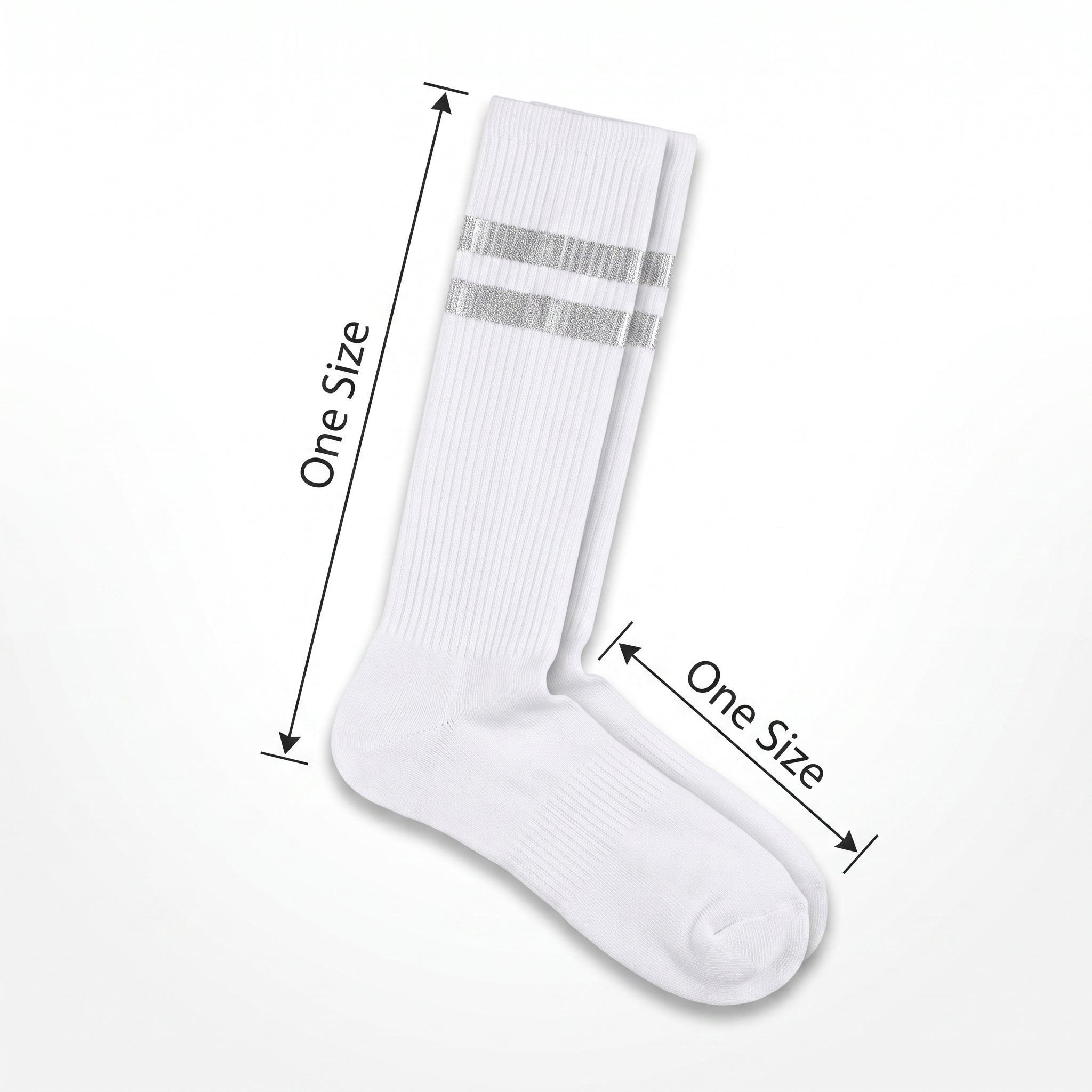 Silver Knee-High Athletic Socks - Team Spirit Striped