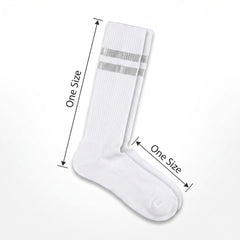 Silver Knee-High Athletic Socks - Team Spirit Striped