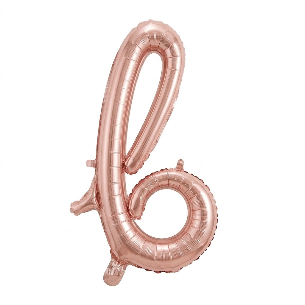 Rose Gold Script Letter "b" Foil Balloon | 16" Air-Filled