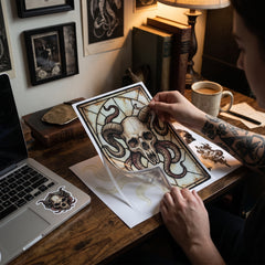 Dark Academia Skull Glass Wall Grabber