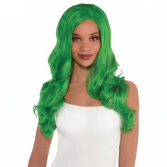 Long Glamorous Festive Green Wig - One Size