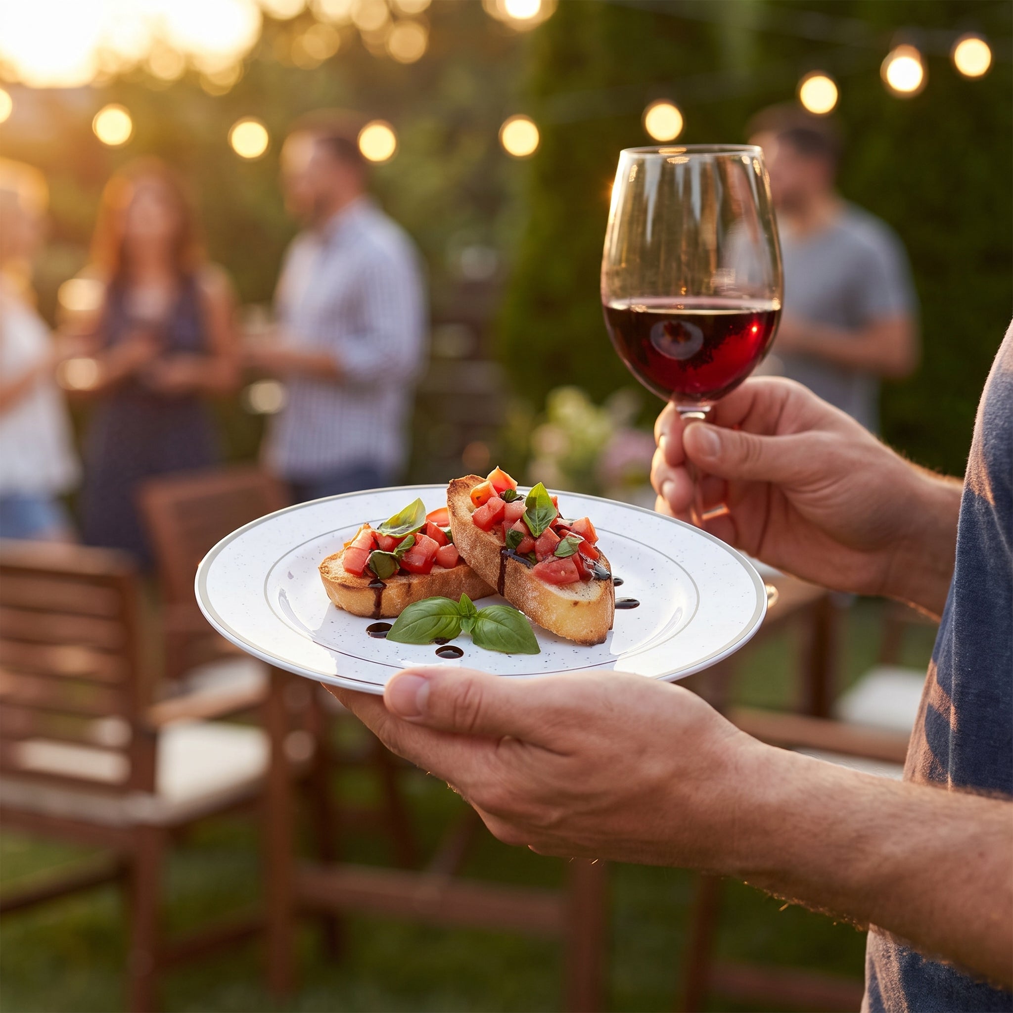 Elegant Silver Trim Melamine Appetizer Plate - 6.25 Inch