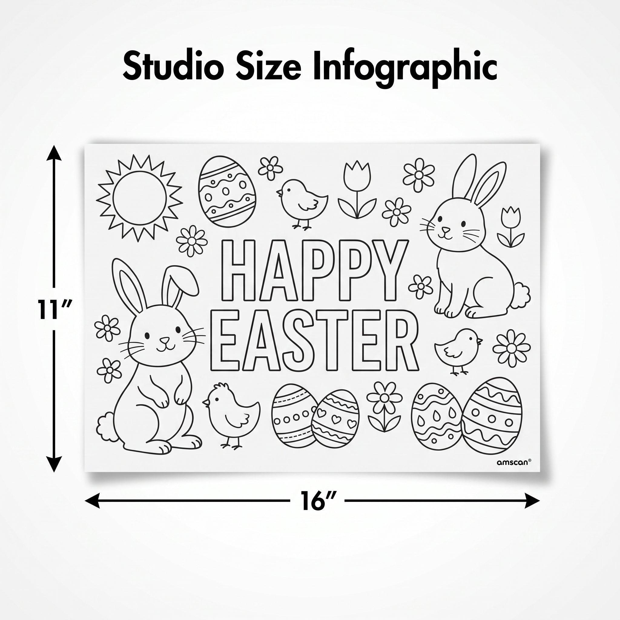 "Happy Easter" Kids Coloring Placemats - 24 Pack