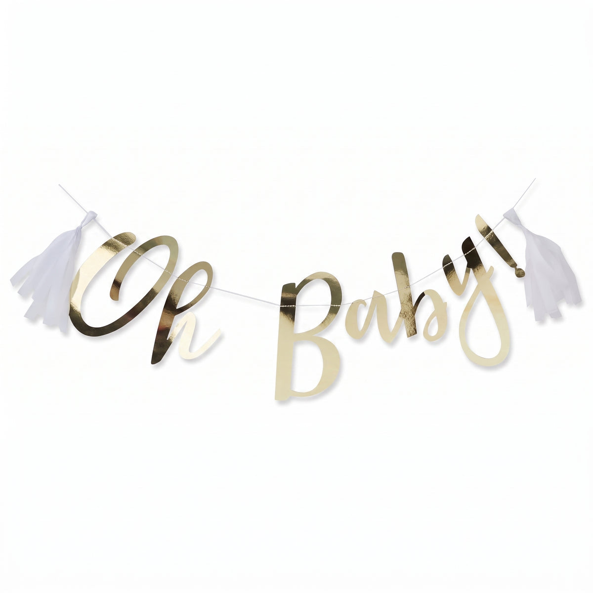 Oh Baby Gold Foil Banner with Tassels