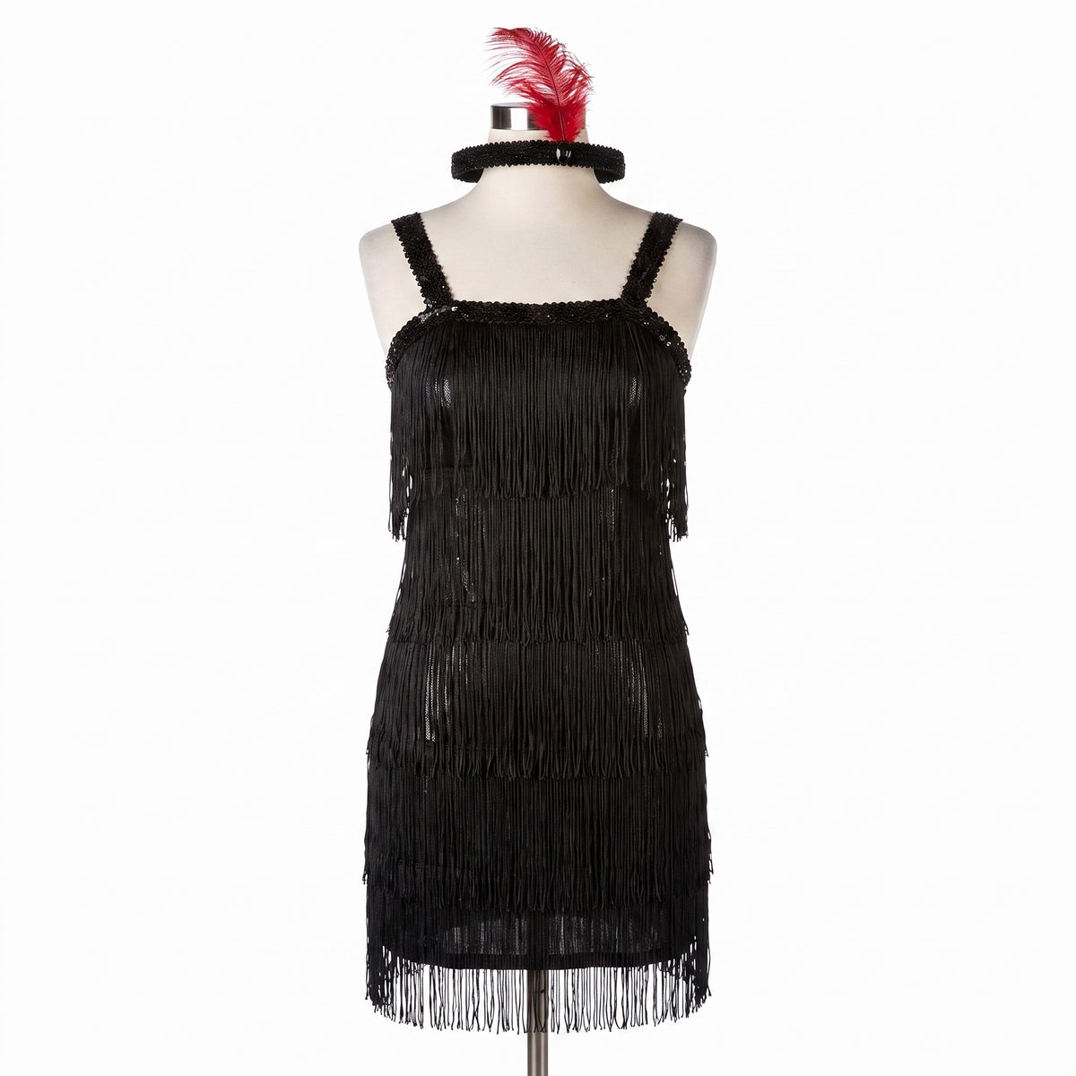 Adult Flashy Flapper Costume with Fringe and Headband