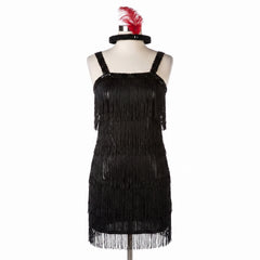 Adult Flashy Flapper Costume with Fringe and Headband