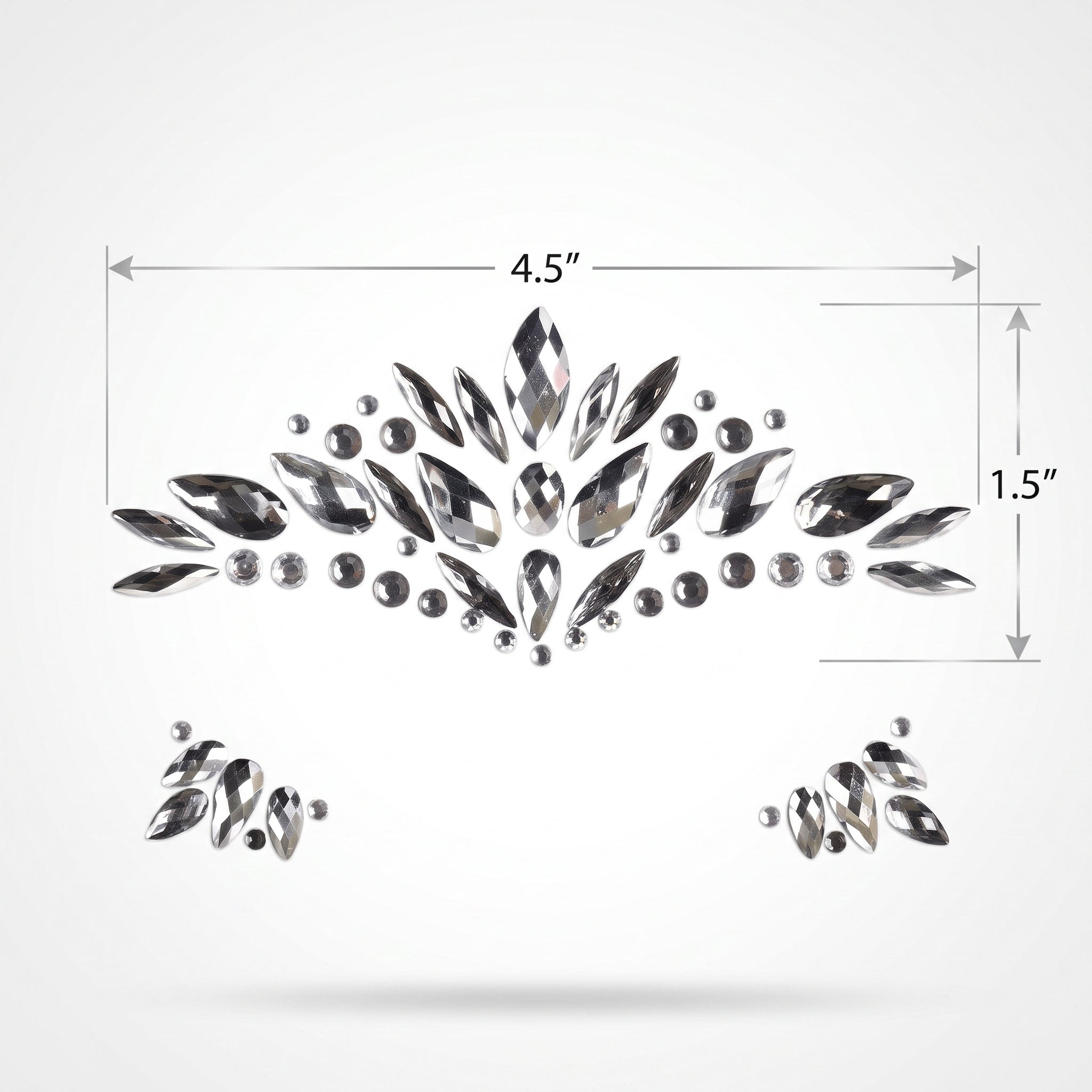 Silver Self-Adhesive Face Jewels - 1.5" x 4.5"