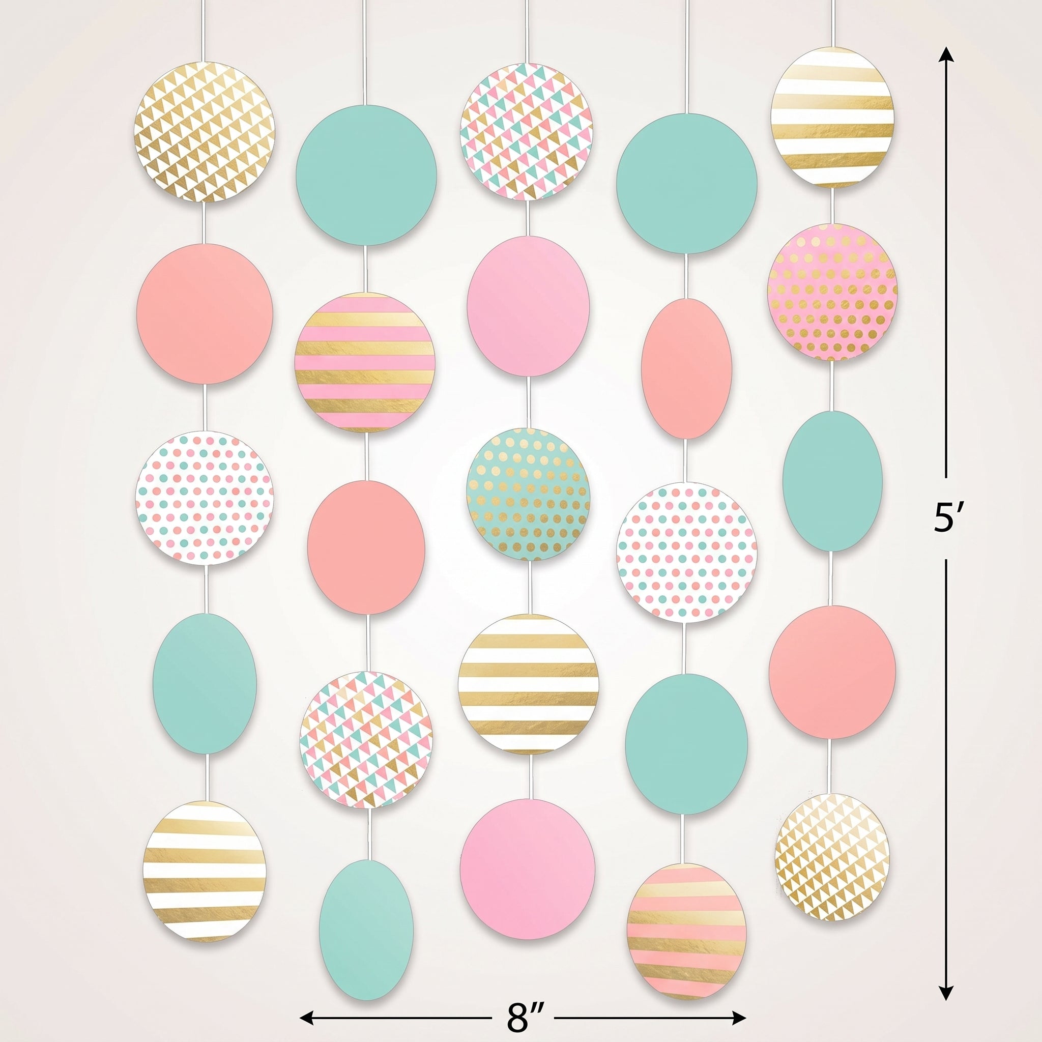 Pastel Circle Hanging String Decorations - 5 Pack
