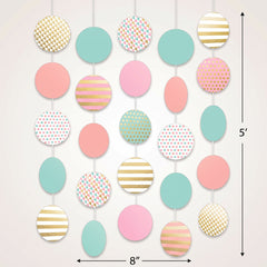 Pastel Circle Hanging String Decorations - 5 Pack