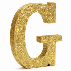 Glitter Gold Letter "G" Standing Block Sign - 4-Inch Decorative Party Accent
