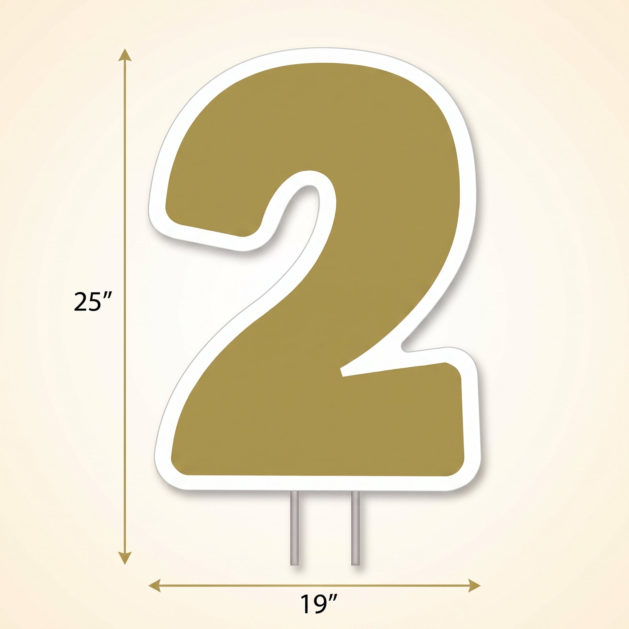 Gold Number 2 Yard Sign - Perfect for Birthdays and Celebrations