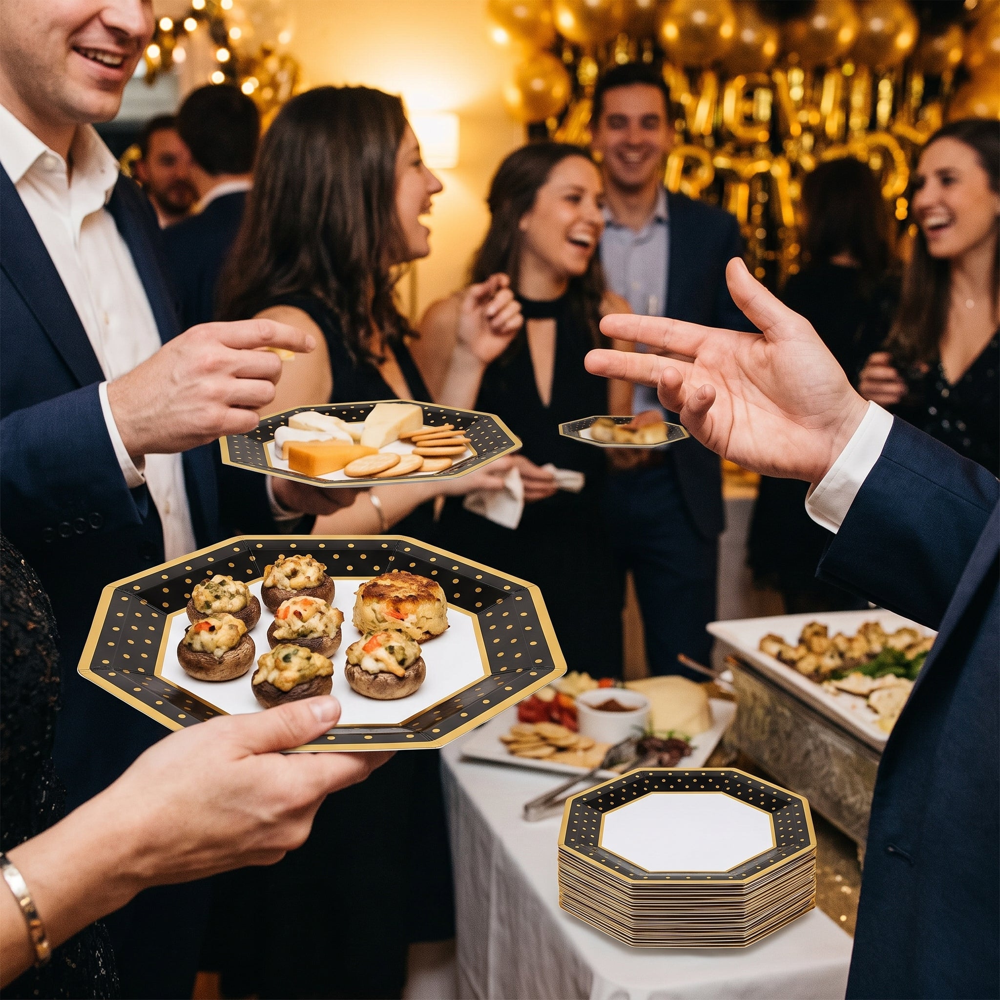 Premium Black 10" Octagonal Paper Plates - Multipack