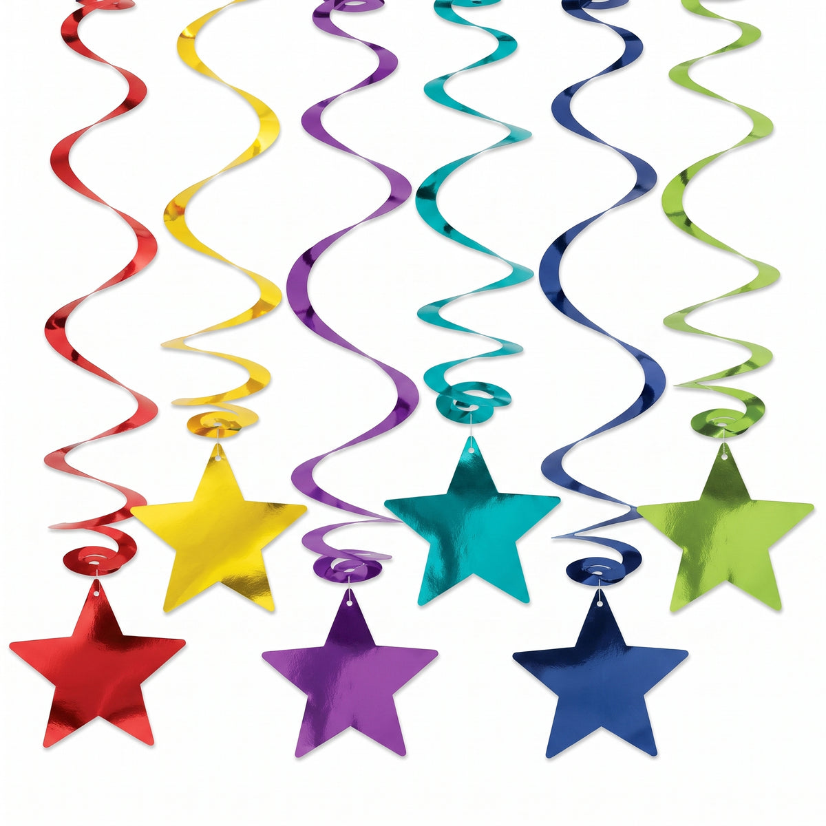 Rainbow Star Swirl Metallic Hanging Decorations
