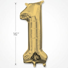 Gold Foil Air-Filled Number 1 Balloon