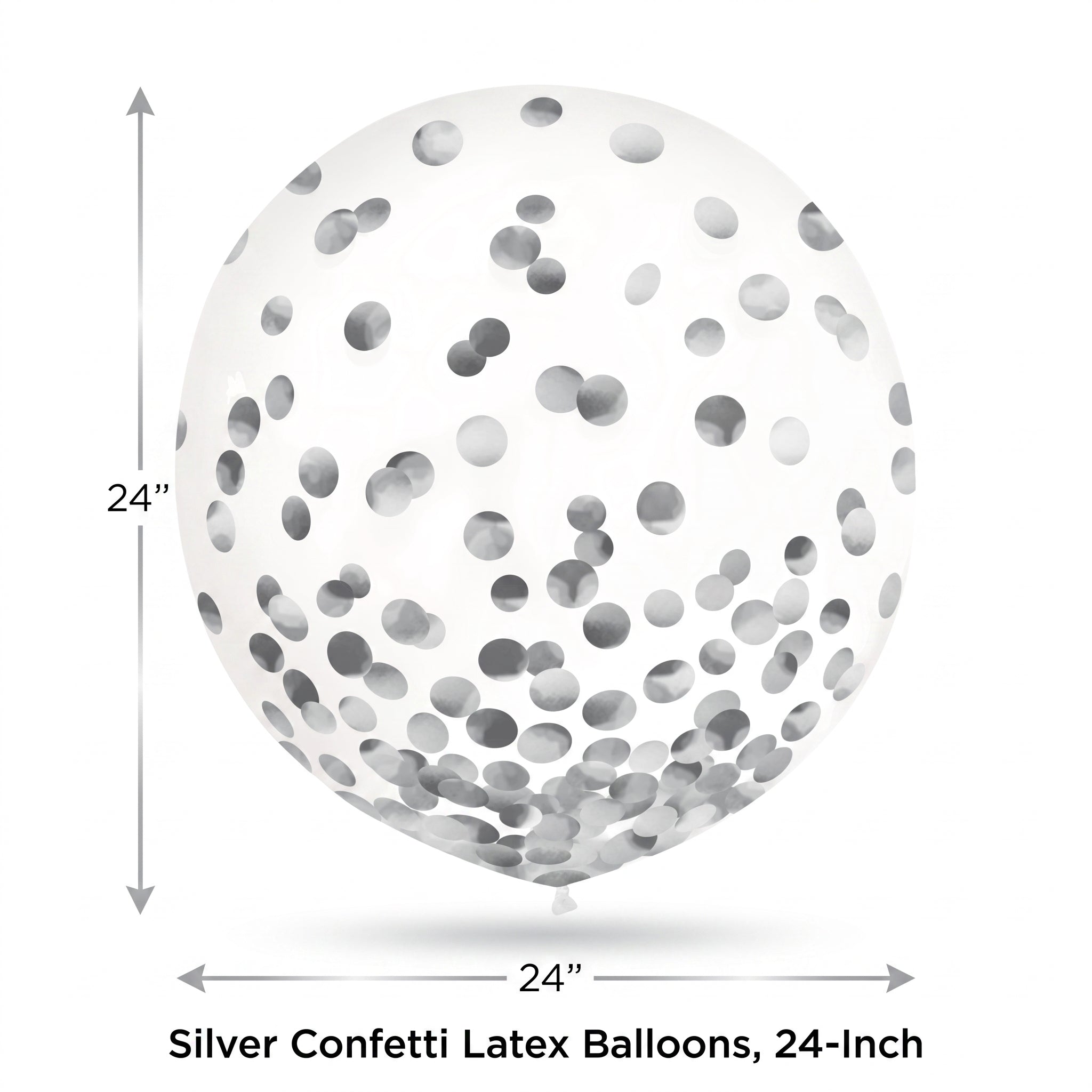 Silver Confetti Latex Balloons, 24-Inch, Pack of 2