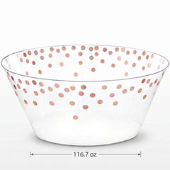 Rose Gold Polka Dot Large Plastic Serving Bowl - 116 Oz.