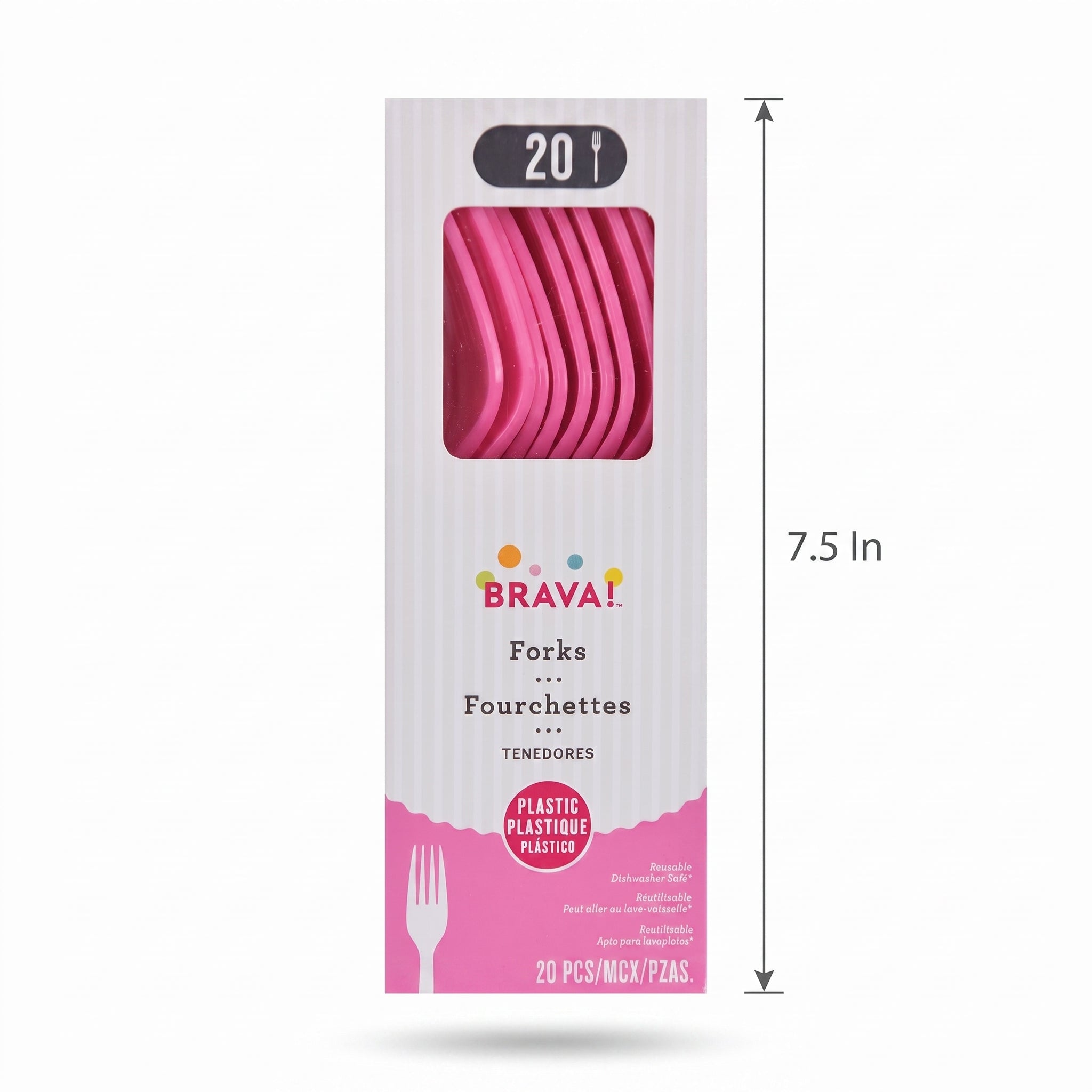 Bright Pink Plastic Forks - 7.5 In. | 20 Count