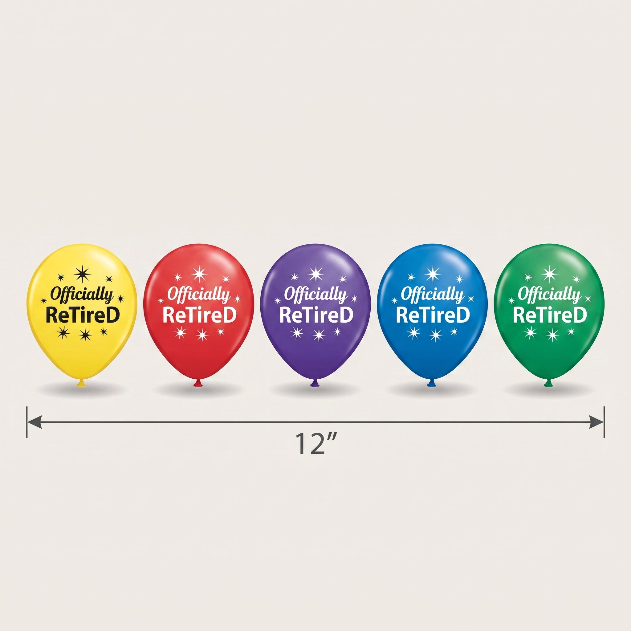 "Officially Retired" Latex Balloons - Multicolor, 12" - 15 Pack