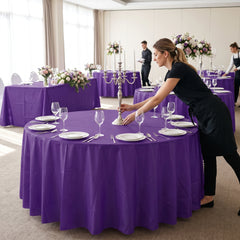 Elegant Purple Round Plastic Table Cover - 84"