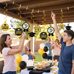 Yellow Graduation Swirl Decorations - 12 Pack