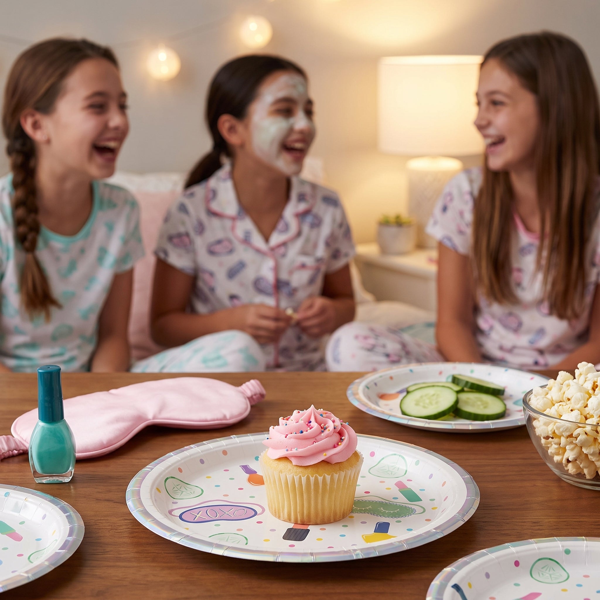 Spa Party 7" Iridescent Round Paper Plates - 16 Pack